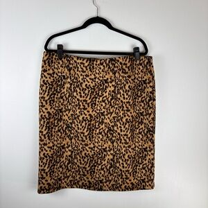 CATO Womens X Large Pull On Skirt Elastic Knee Length Pencil Brown Leopard